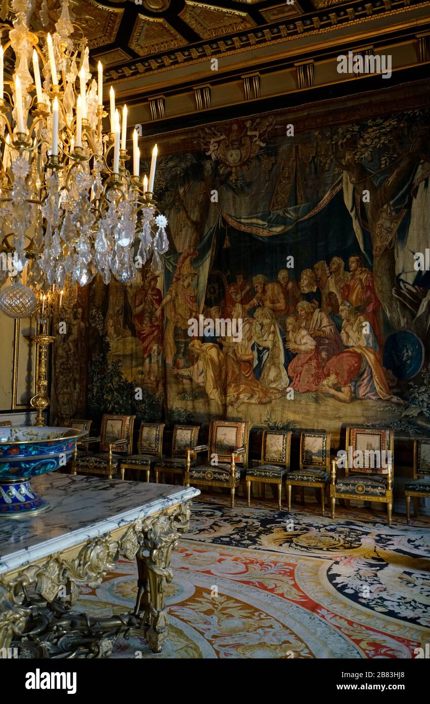 La salle de réception du Pope's Apartments.Fontainebleau Palace.Château de Fontainebleau.Seine-et-Marne.France Banque D'Images