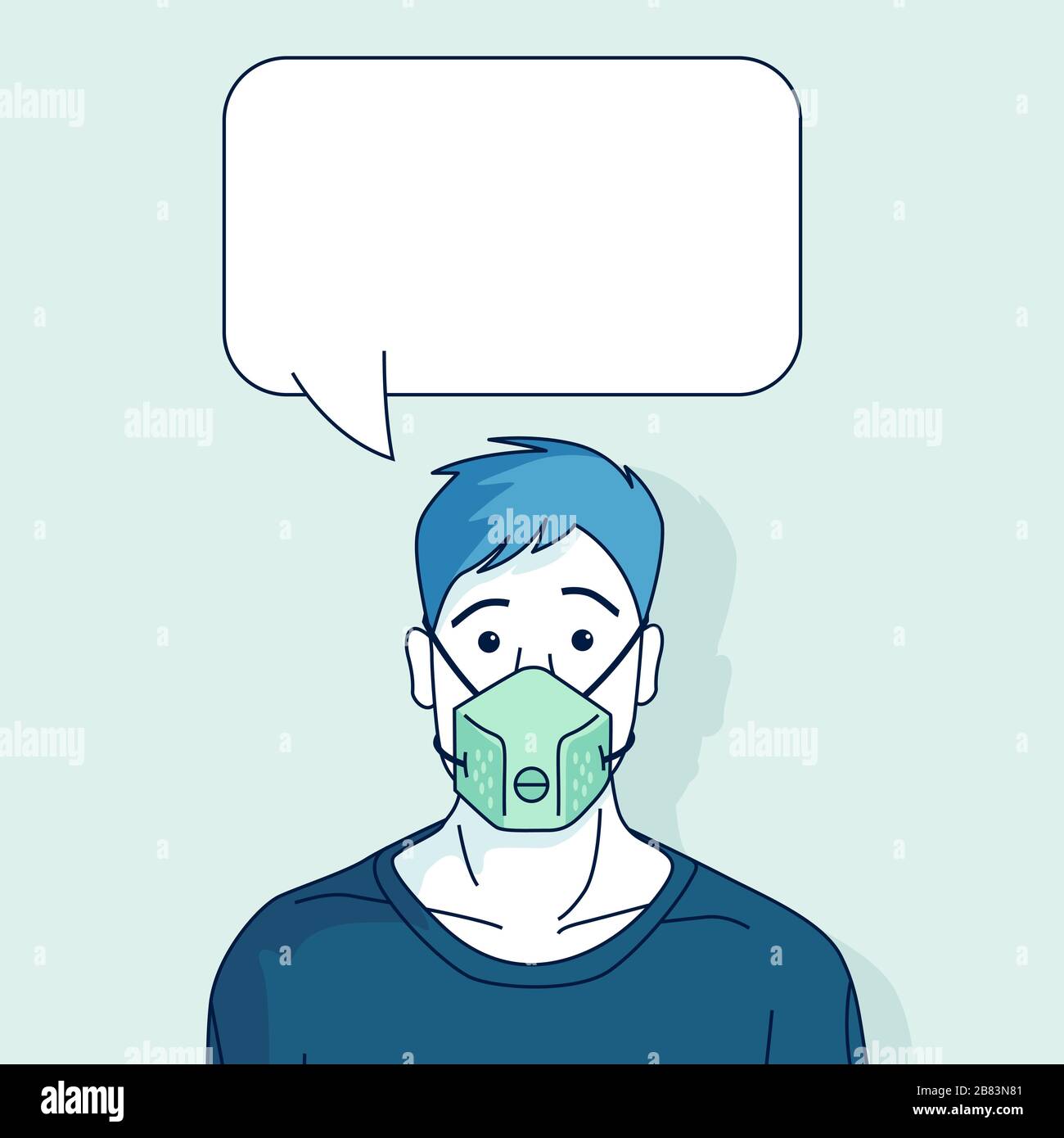 Une personne portant un masque de visage avec une bulle vocale. Concept d'illustration vectorielle de personnes. Illustration de Vecteur
