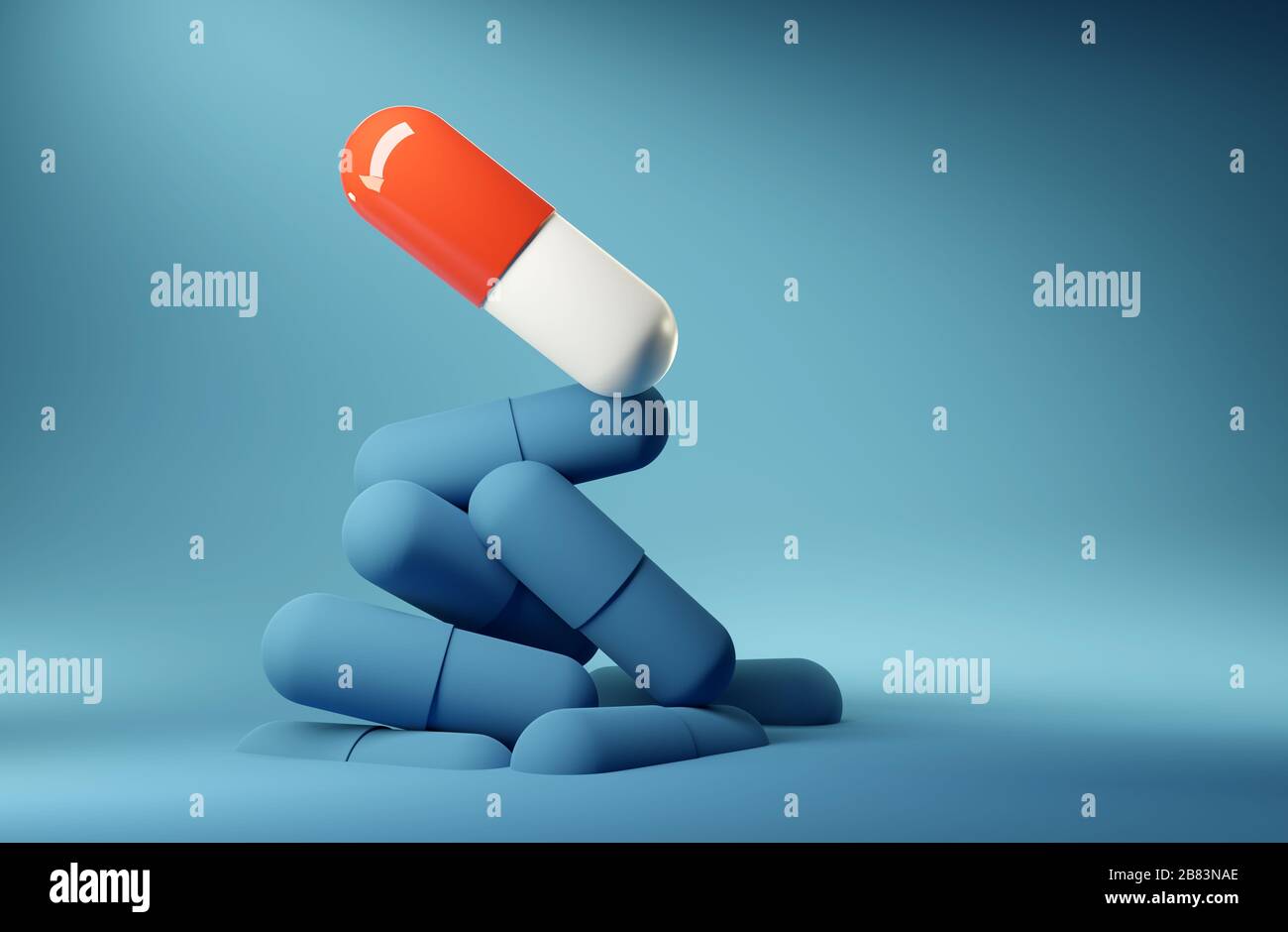 Le dernier antibiotique. Concept antibactérien médical, illustration tridimensionnelle Banque D'Images