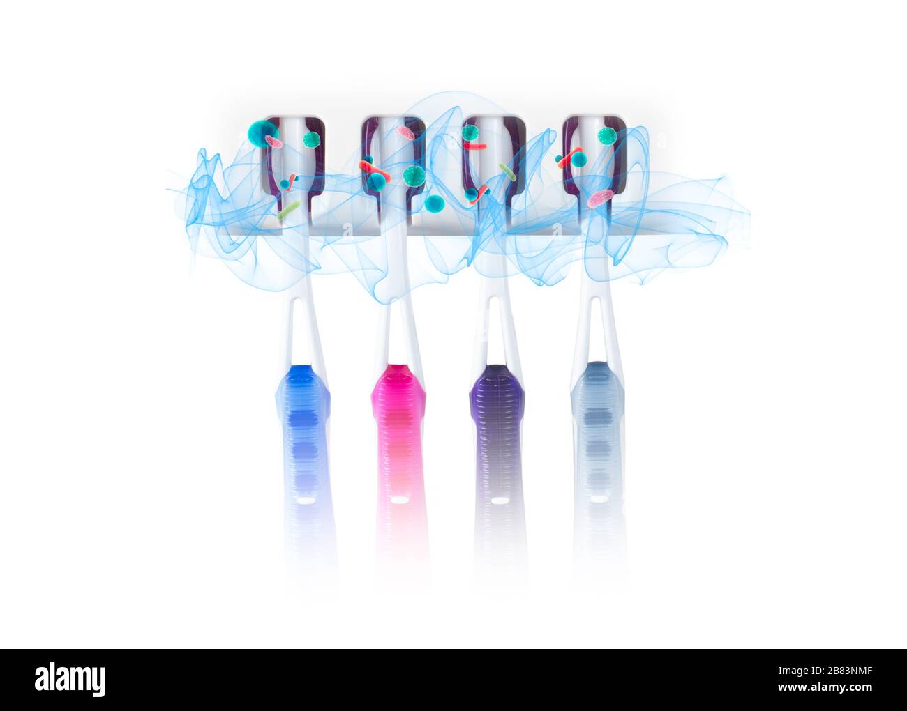 Brosses à dents avec bactéries et brosse à dents multi-fonction  assainisseur UV lumière brosse à dents ultraviolet Photo Stock - Alamy