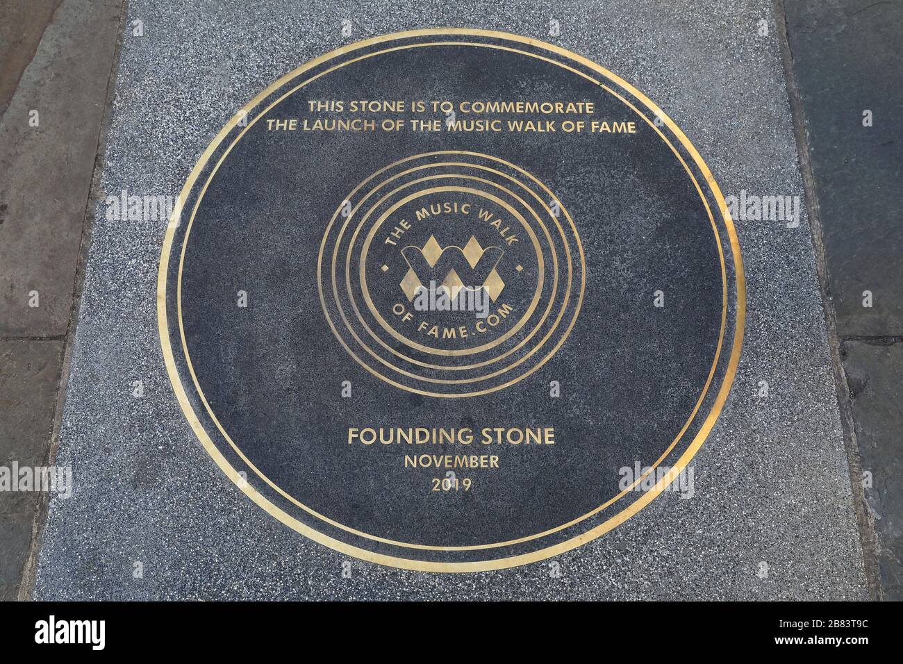 Les pierres de Camden's Music Walk of Fame, sur Camden High Street, dans le nord de Londres, au Royaume-Uni Banque D'Images