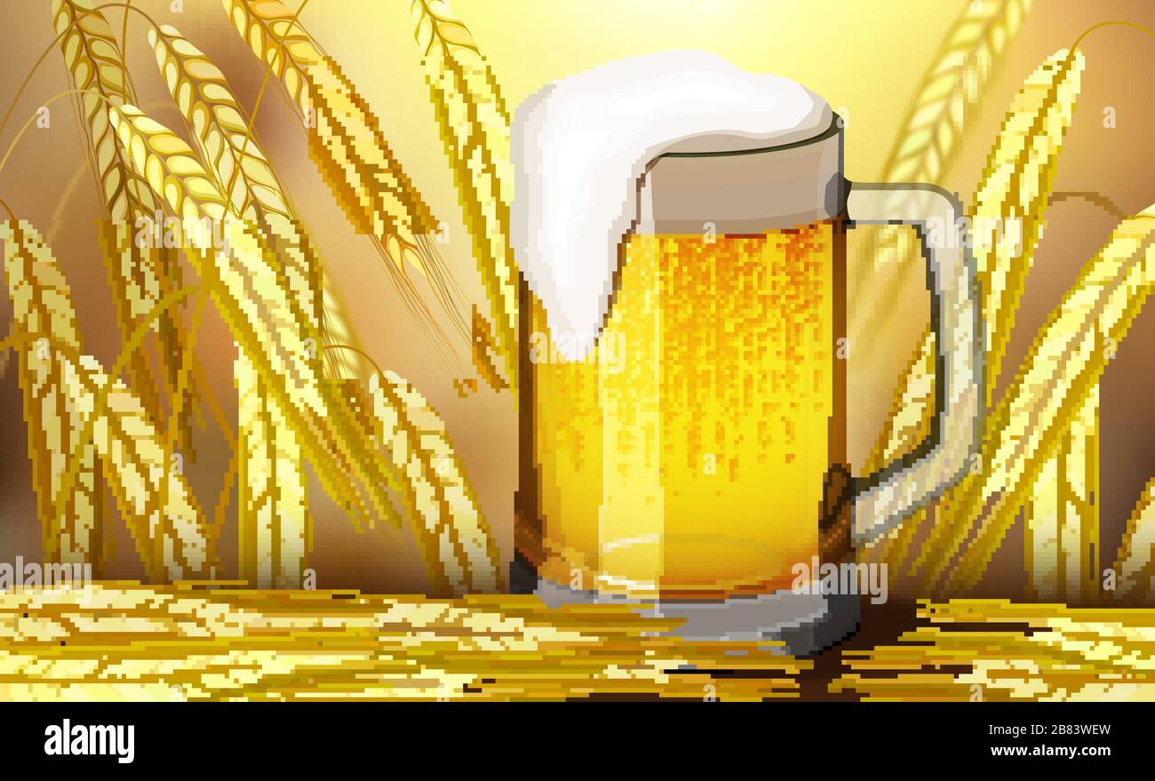 Illustration vectorielle de l'oreille d'orge sur fond blanc - pic de céréales jaune mûr Illustration de Vecteur
