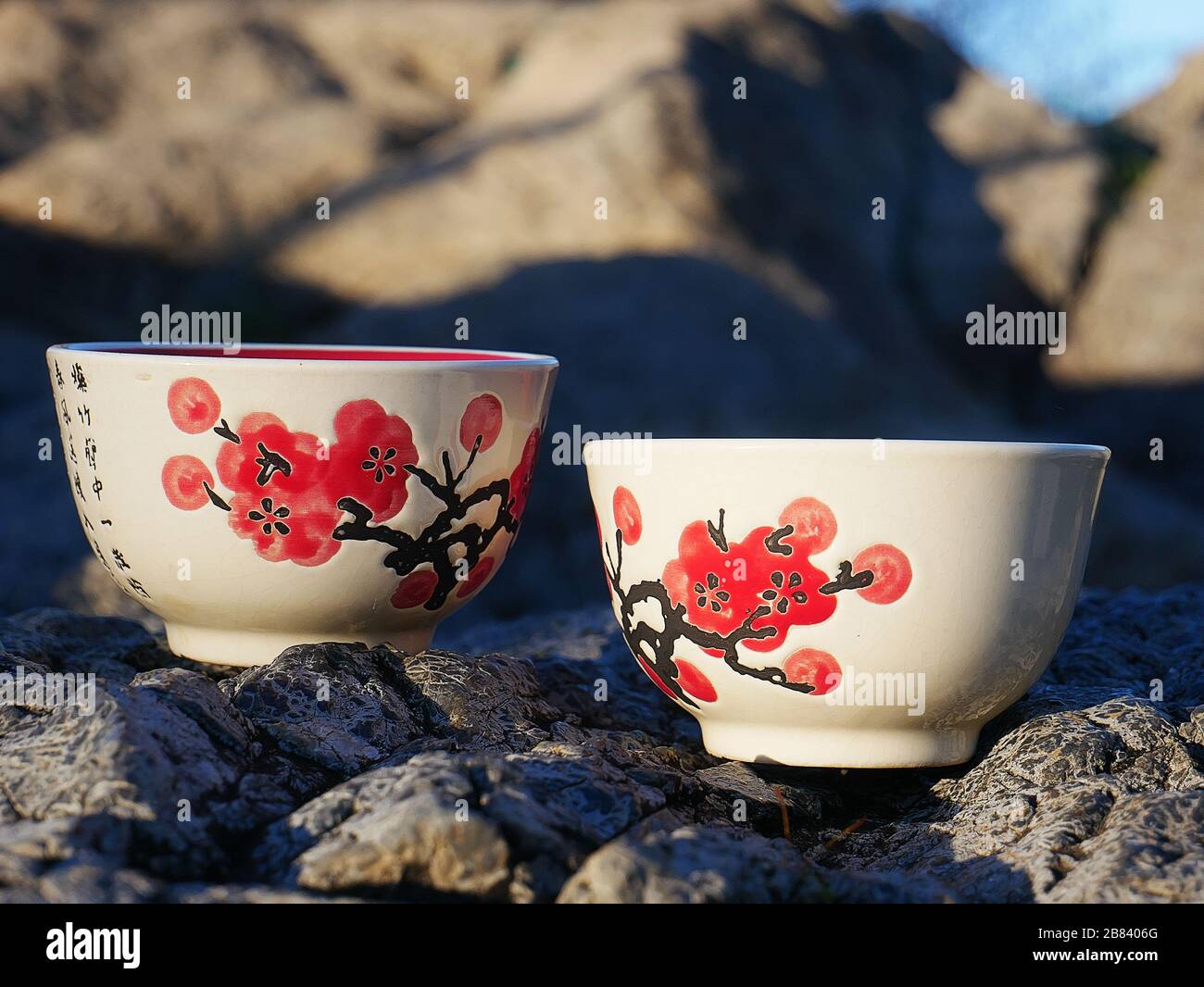 Deux tasses chinoises décorées Banque D'Images