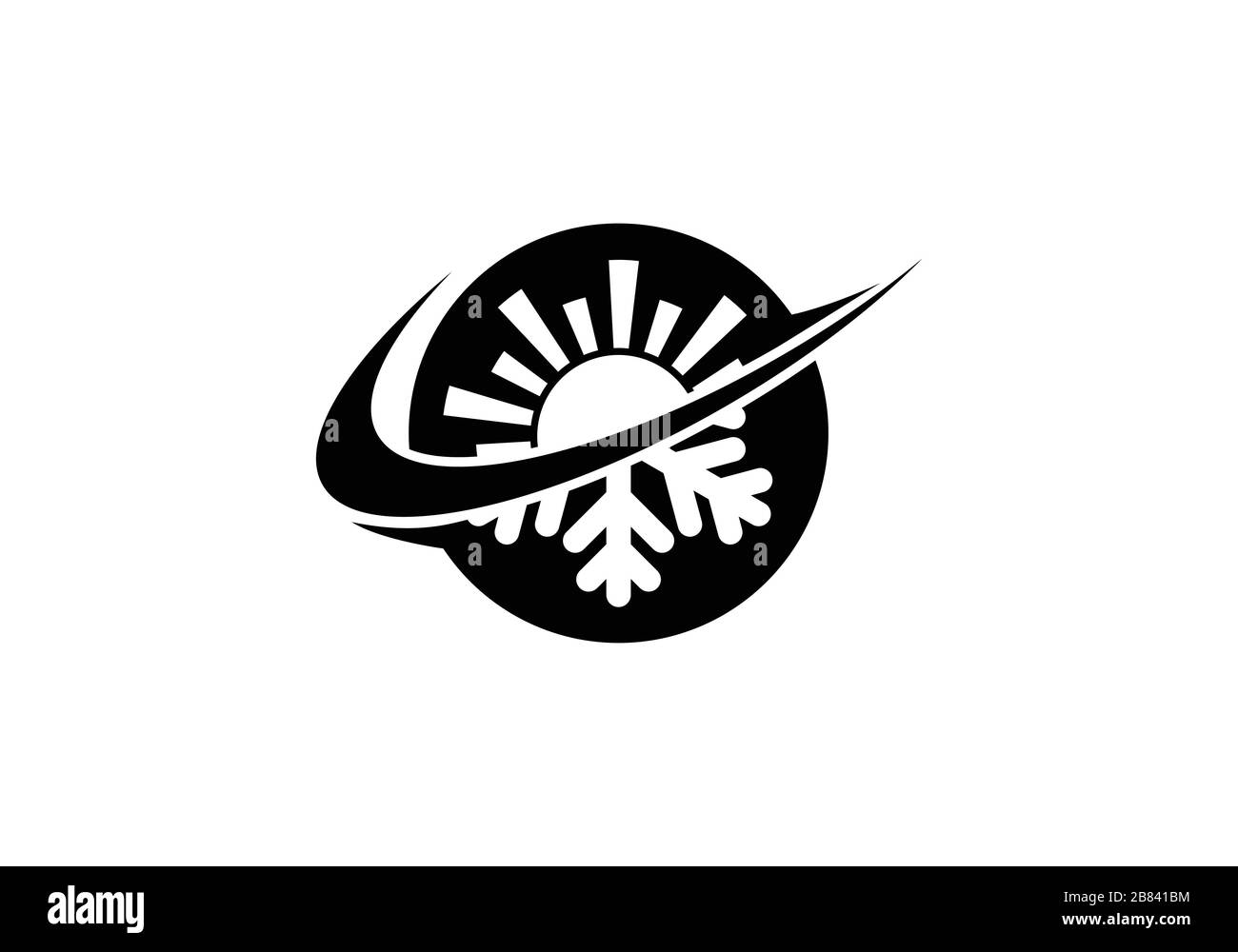 Symbole du logo du climatiseur, symbole chaud et froid noir et blanc. Illustration de Vecteur