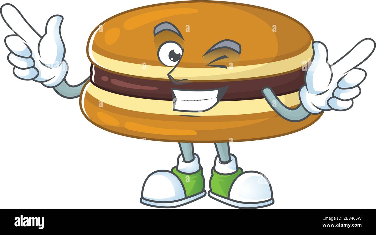 Drôle de style dessin animé dorayaki avec un visage à œil de cirage Illustration de Vecteur