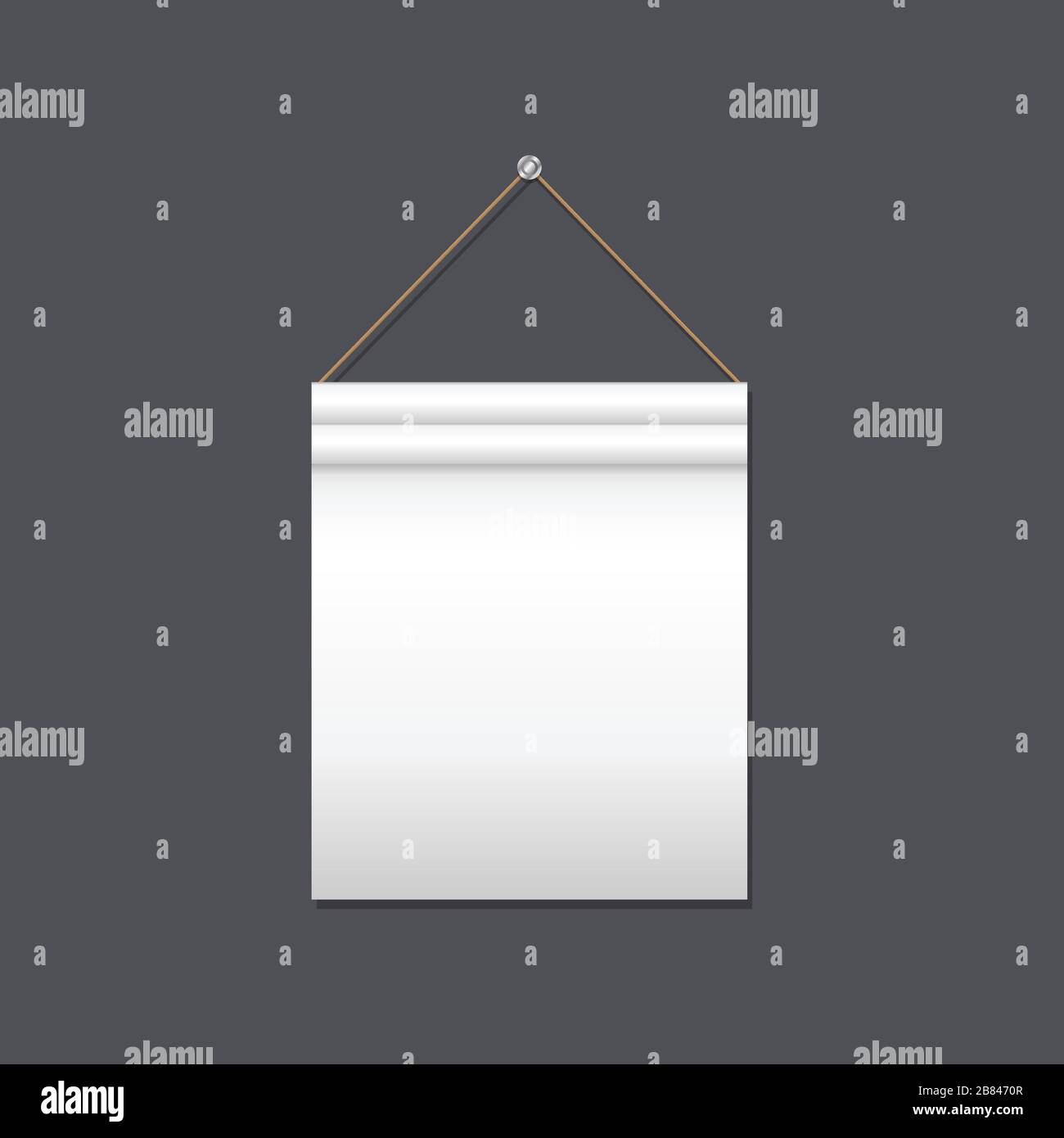 Drapeau blanc vide de forme carrée suspendu sur fond gris Illustration de Vecteur