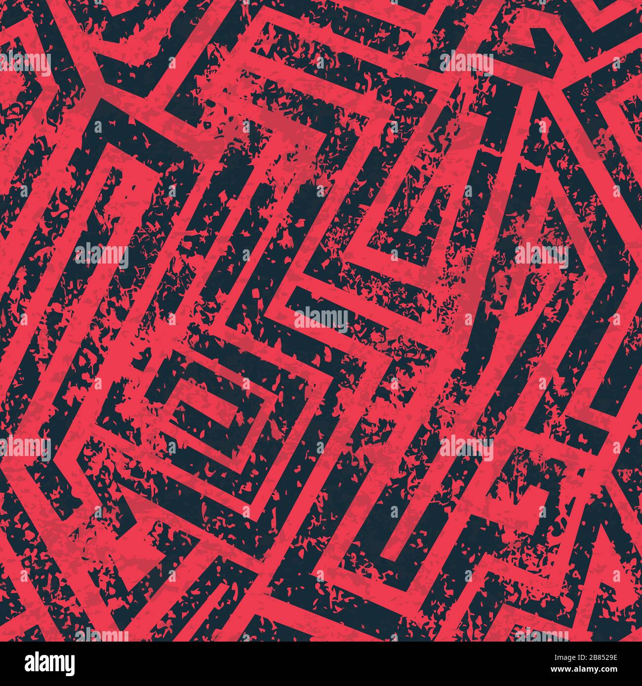 motif transparent de labyrinthe industriel rouge avec effet grunge Illustration de Vecteur