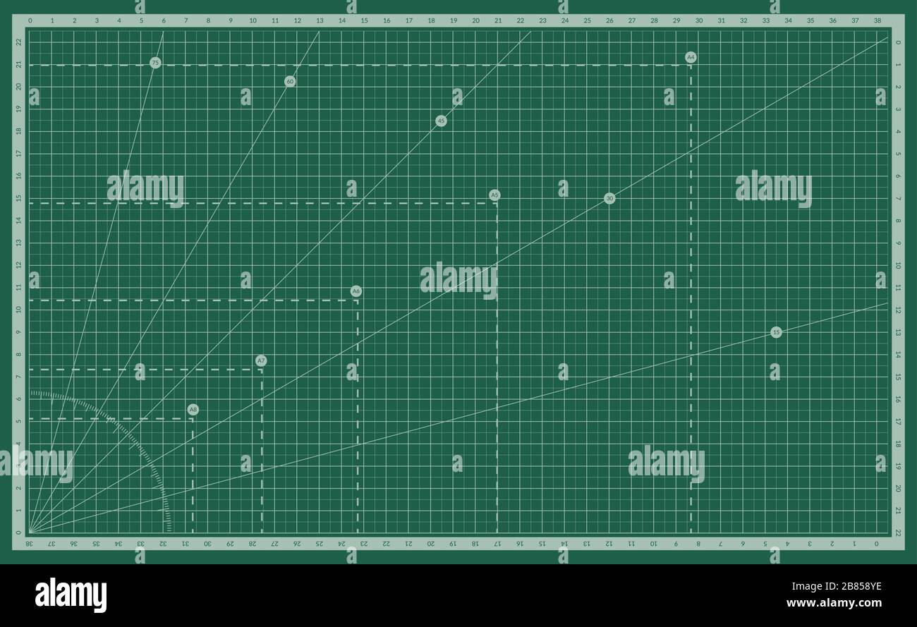 Tapis de coupe auto-cicatrisant avec grille métrique. Illustration de Vecteur