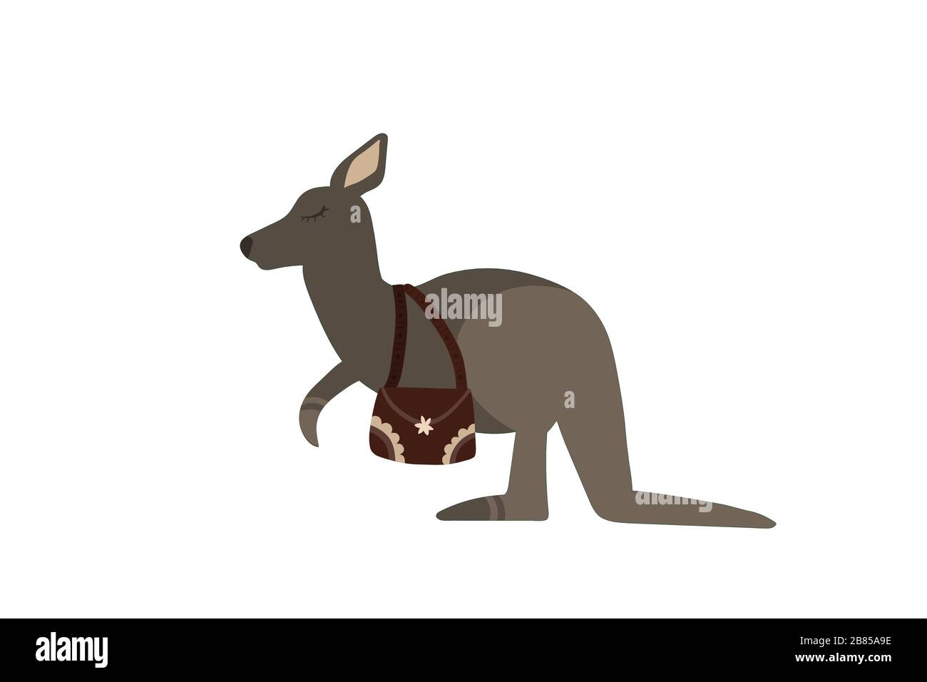 Kangourou avec un sac. Doux rêves. Vector illustration. Des animaux australiens. Illustration de Vecteur