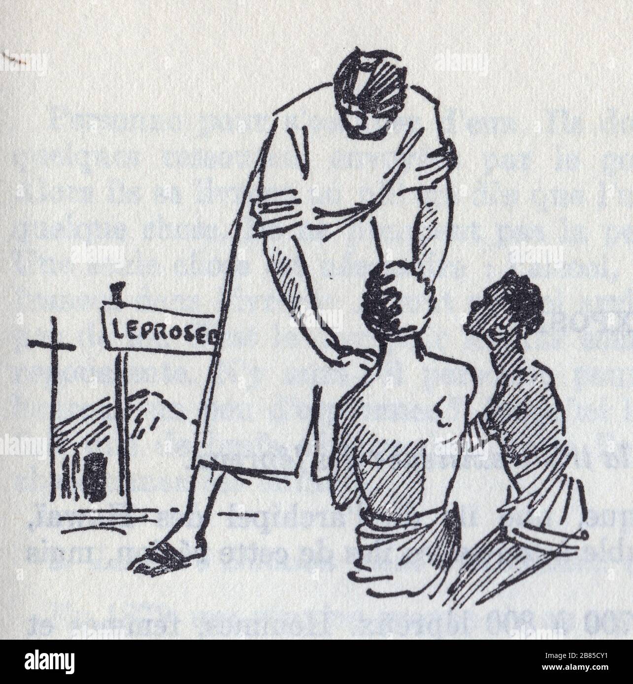 Le Père Damien. Apôtre des lépreux. Dessin Banque D'Images