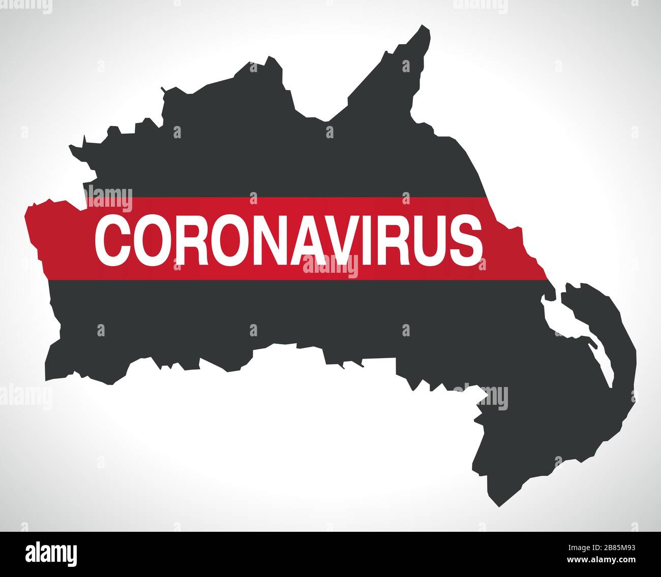 Plan de district d'Antrim Nord IRLANDE du Nord moyen et est avec avertissement de Coronavirus Illustration de Vecteur