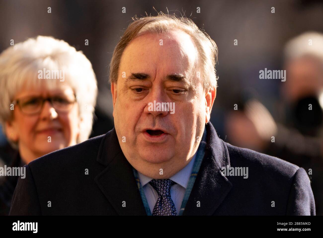 Édimbourg, Écosse, Royaume-Uni. 20 mars 2020. Alex Salmond arrive à la Haute Cour à Édimbourg le dix jour de son procès. Iain Masterton/Alay Live News Banque D'Images