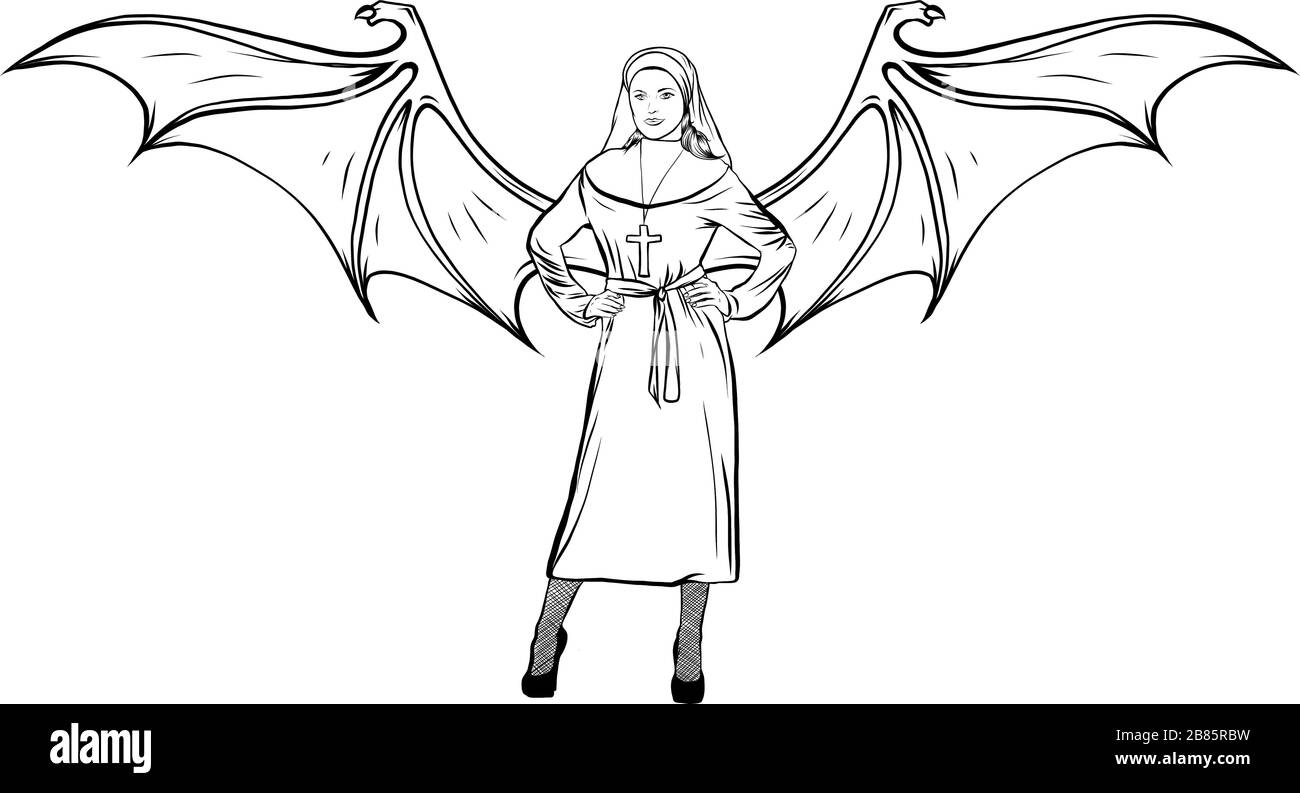 Nune ligne icône, religion et prière, signe de soeur, graphiques vectoriels Illustration de Vecteur