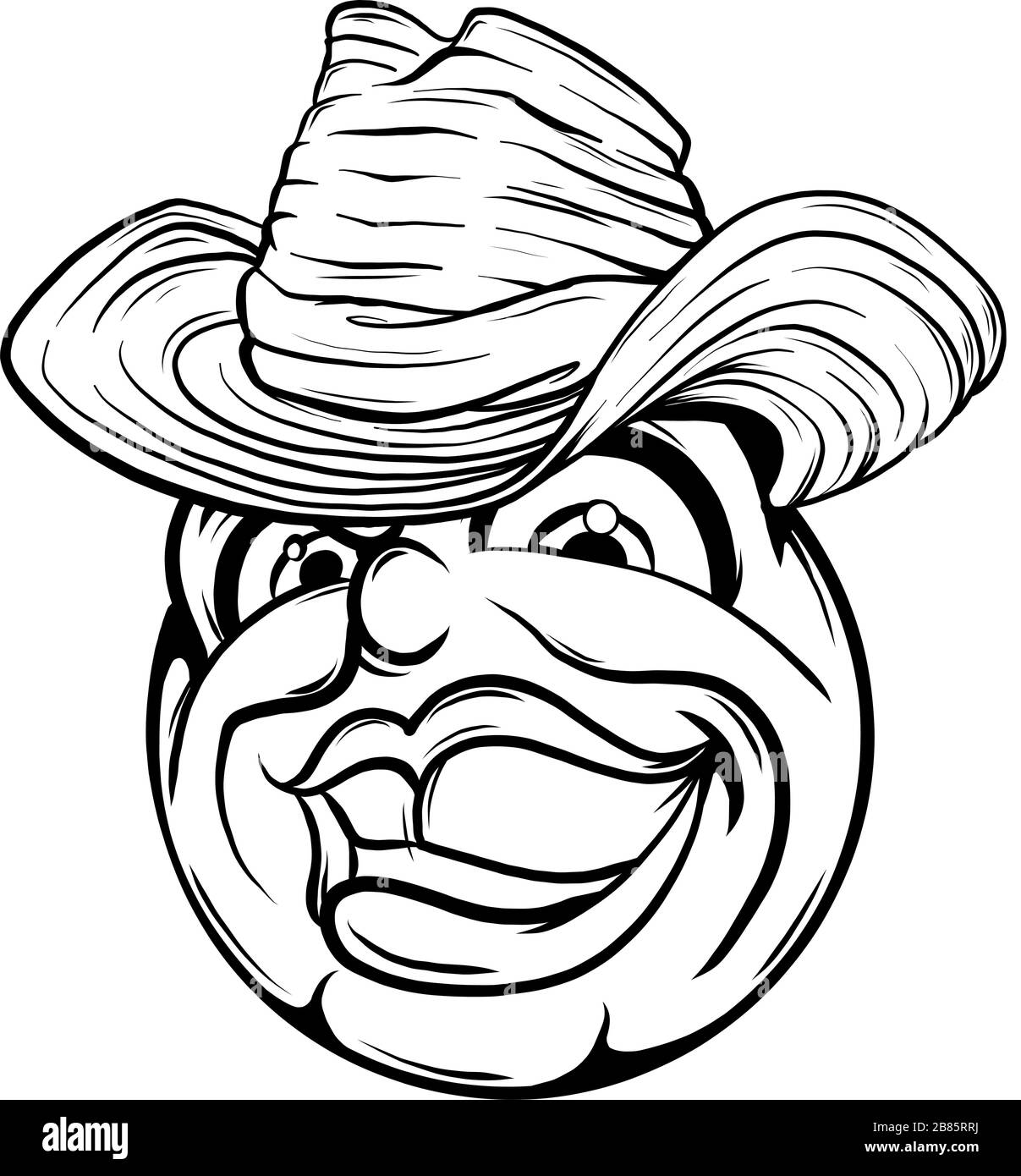 Un émoticône souriant et mignon portant un chapeau de cowboy, un émotiji, un smiley Illustration de Vecteur