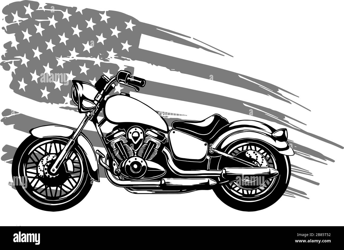 Vieux vélo et rétro sur le vecteur de drapeau américain Illustration de Vecteur
