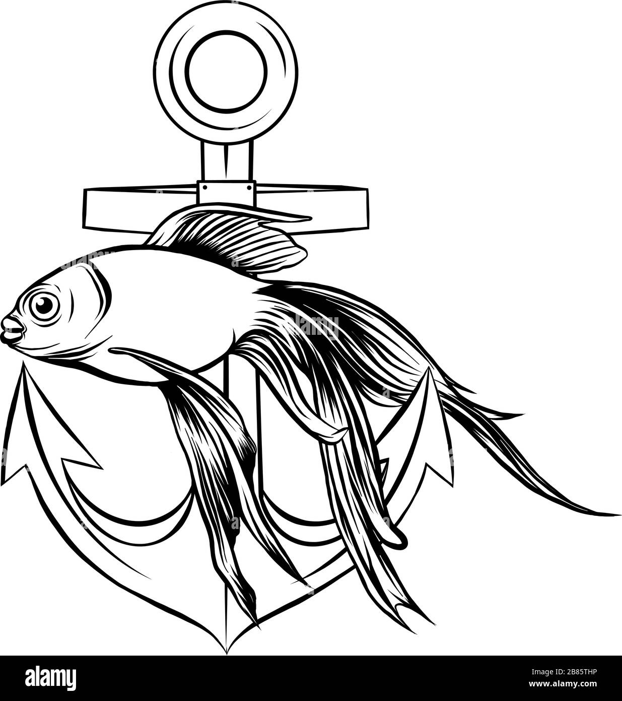 Vector - Poissons D'Or, Carassius Auratus, Poissons D'Aquarium D'Eau Douce Illustration de Vecteur