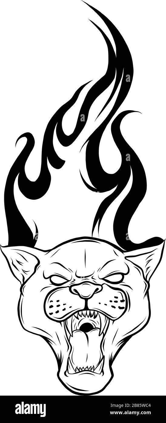 Black Panther Tattoo Design, avec vecteur de flammes Illustration de Vecteur