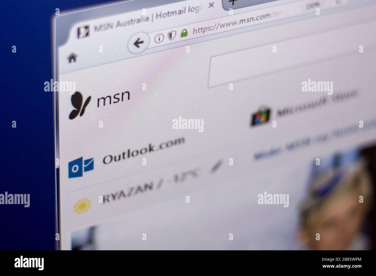 Ryazan, Russie - 01 mars 2018 - MSN première page sur un écran d'ordinateur avec le logo MSN Banque D'Images