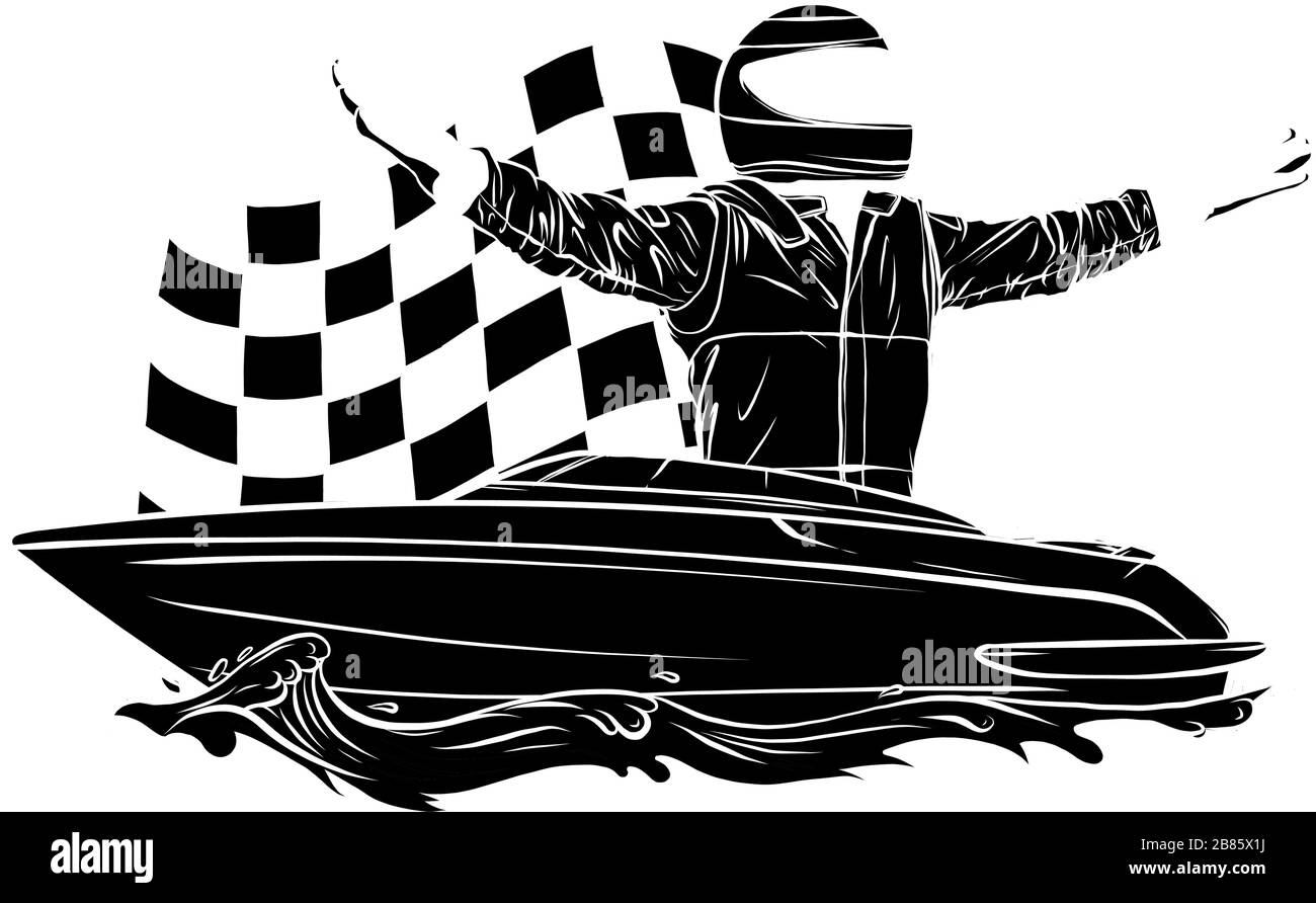 Course de bateau à moteur Illustration vectorielle art design Illustration de Vecteur