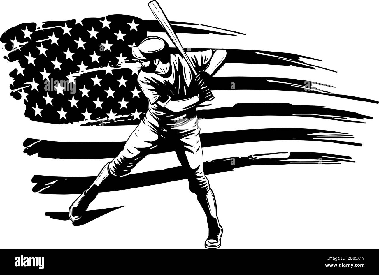 Joueur de baseball à pas rapide avec illustration vectorielle Bat Illustration de Vecteur