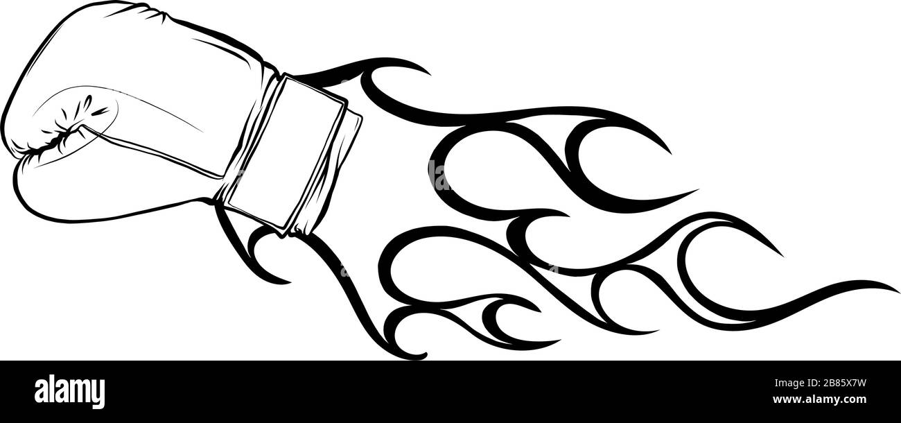 Logo vectoriel vintage pour une boxe avec gant. Illustration de Vecteur