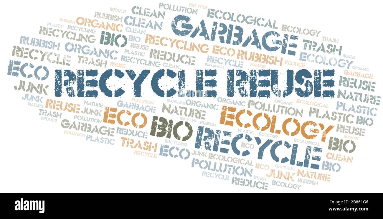 Recyclez réutiliser le nuage de mots. Wordcloud fait avec du texte seulement. Illustration de Vecteur