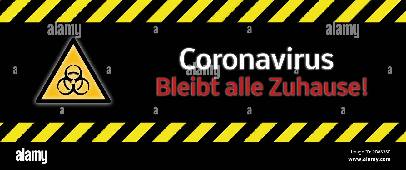 Bannière Coronavirus tout le monde reste à la maison en allemand Banque D'Images