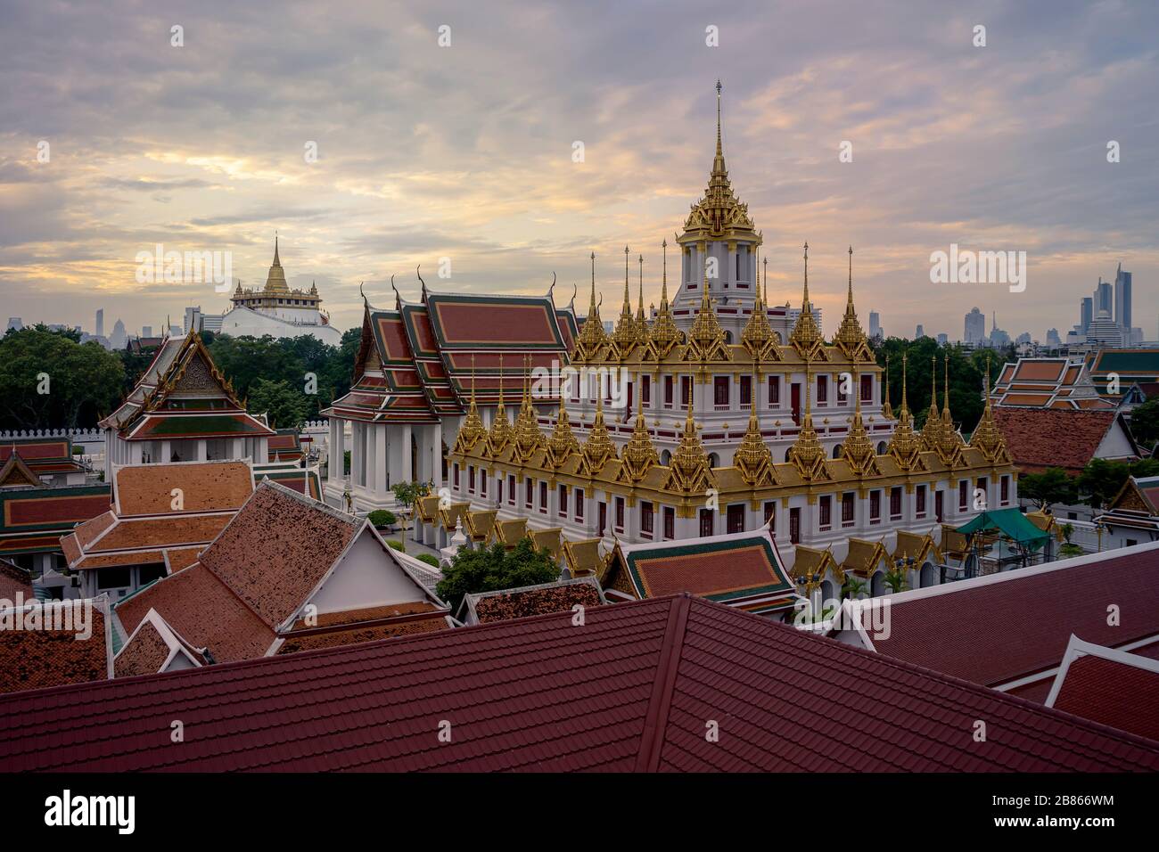 Wat Ratchanadda. C'est un lieu important pour le bouddhisme en Thaïlande, l'attraction touristique populaire des étrangers. Si vous voyagez à Bangkok. Banque D'Images