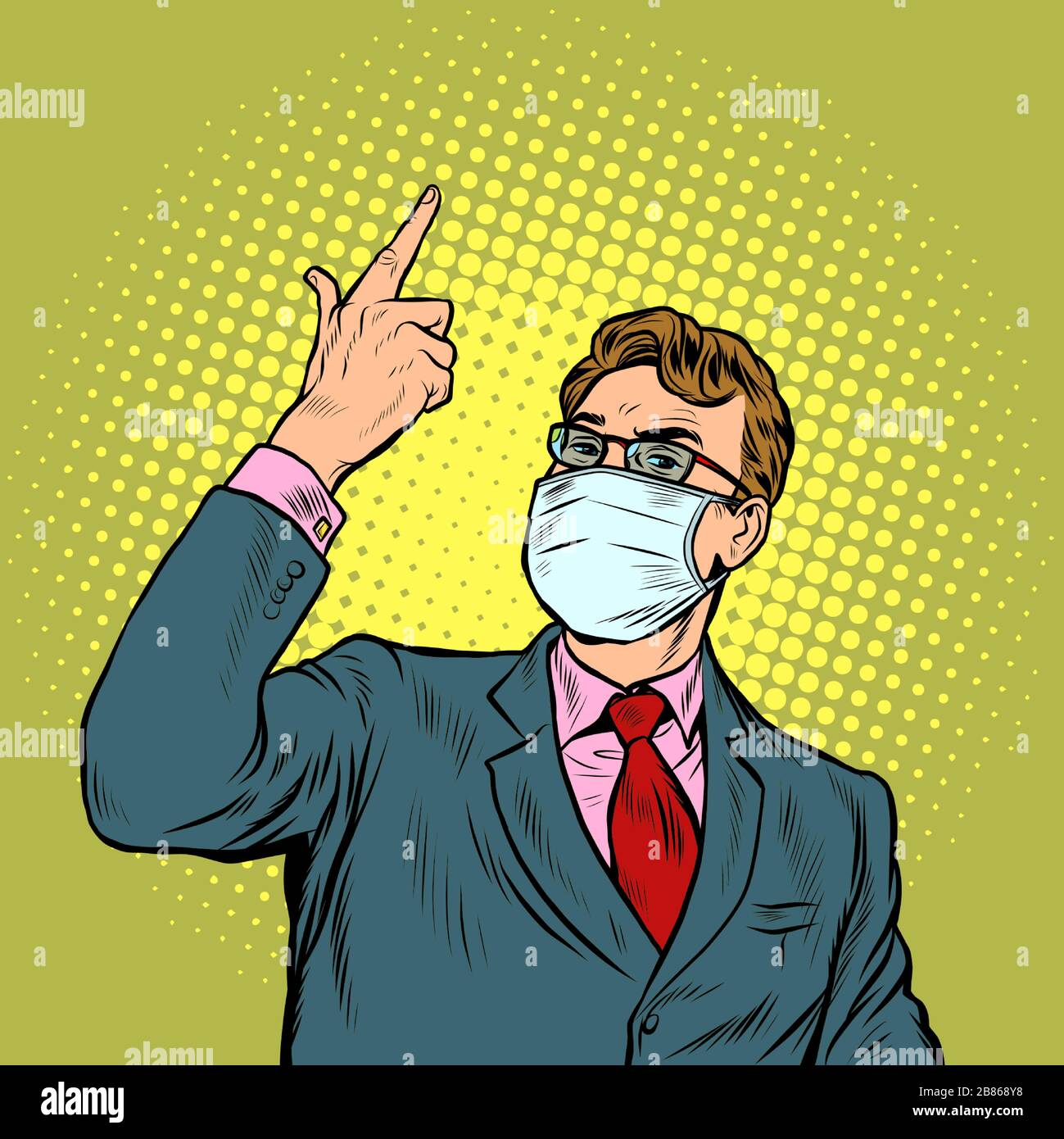 Homme d'affaires dans un masque médical. L'épidémie de coronavirus Illustration de Vecteur