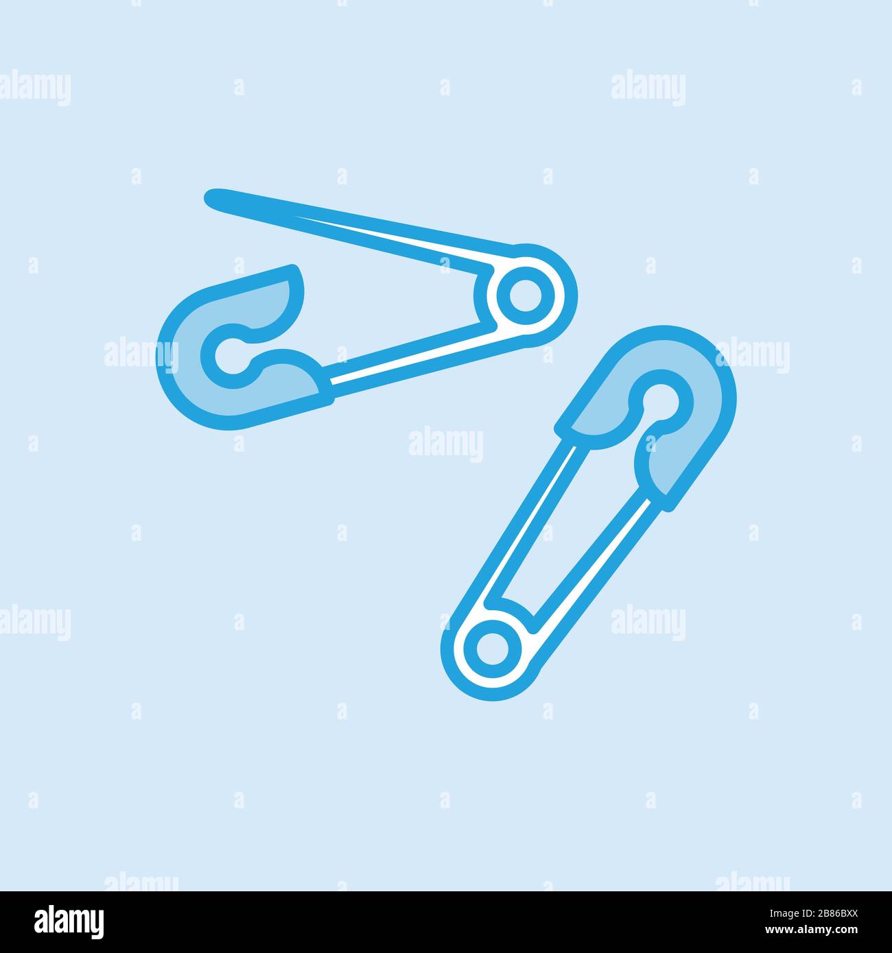 Broche de sécurité broche icône Vector Bleu simple Illustration de Vecteur