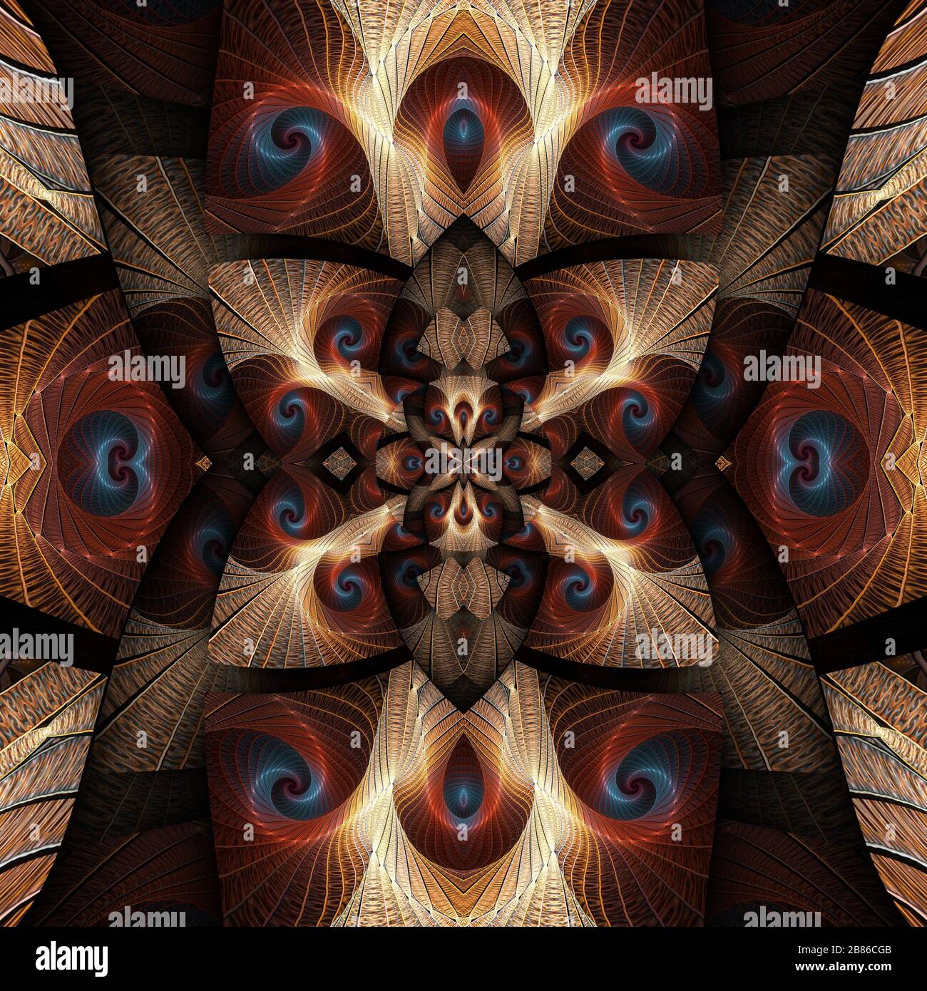 Rendu tridimensionnel de carreau de fond en plastique avec motif fractal coloré abstrait gaufré Banque D'Images