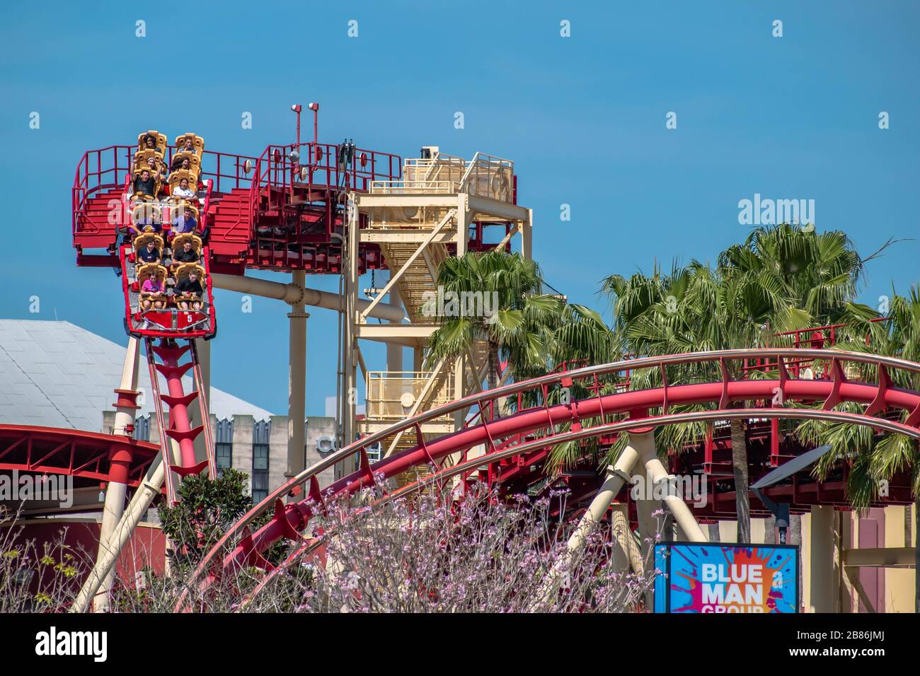 Closeup of Hollywood Rip Ride Roller Coaster car in Hollywood Studios at Universal  Studios in Walt Disney World, Florida Stock Photo - Alamy