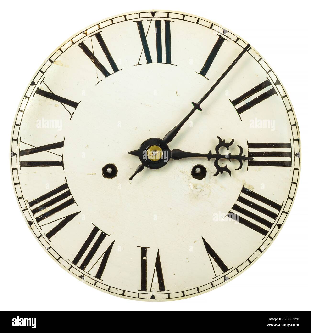 Cadran D Horloge Vintage Avec Des Chiffres Romains Isoles Sur Un Fond Blanc Photo Stock Alamy