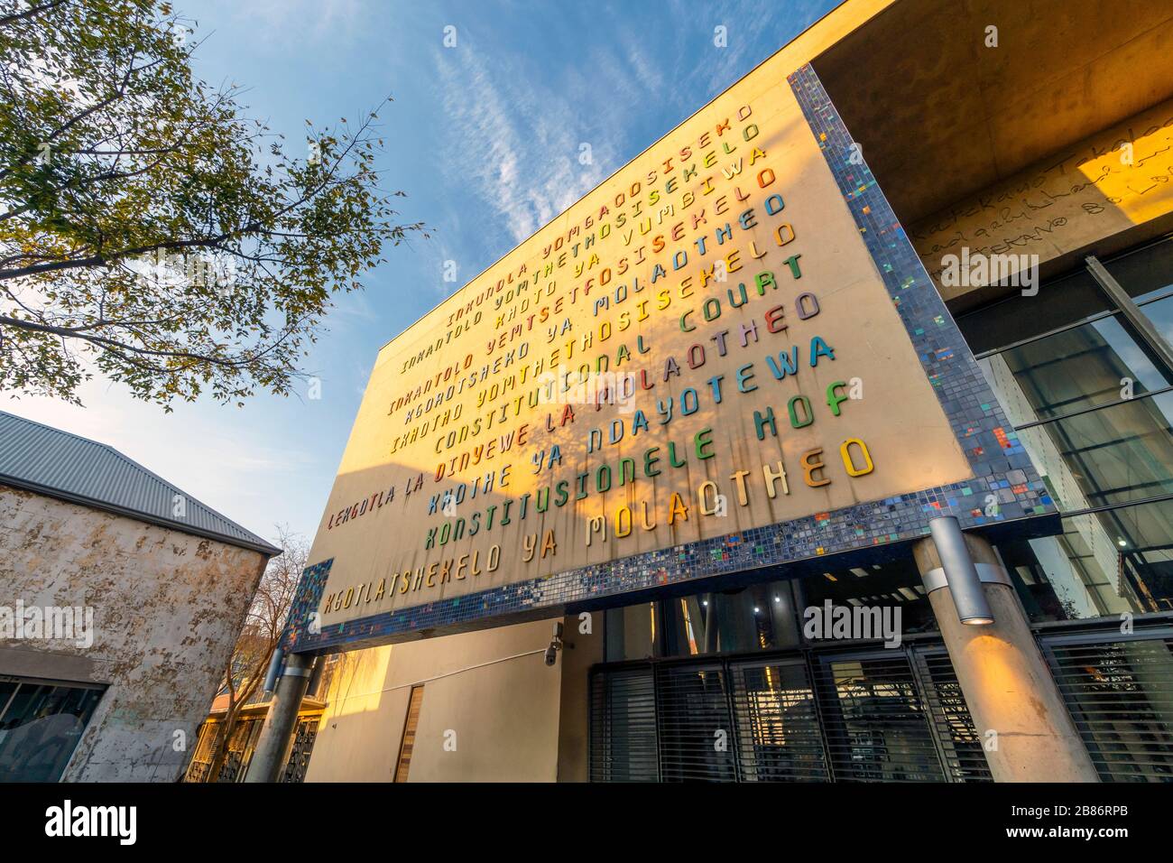 Johannesburg, Afrique du Sud - 26 mai 2019 : façade de la Cour constitutionnelle d'Afrique du Sud Banque D'Images