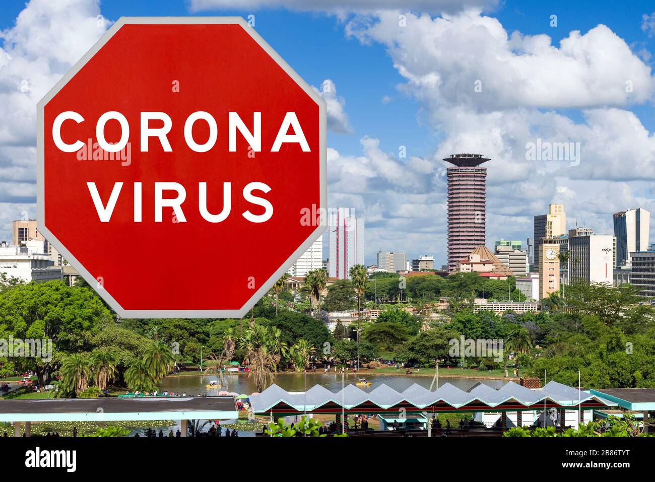 Image conceptuelle du Kenya après les premiers cas signalés de virus Corona / Covid-19 au Kenya, provoquant un blocage du gouvernement dans le pays Banque D'Images