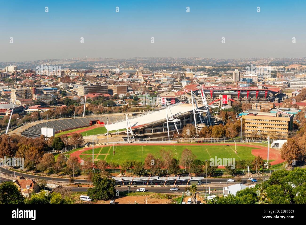 Johannesburg, Afrique du Sud - 27 mai 2019: Emirates Airline Park avec de nombreuses installations sportives Banque D'Images