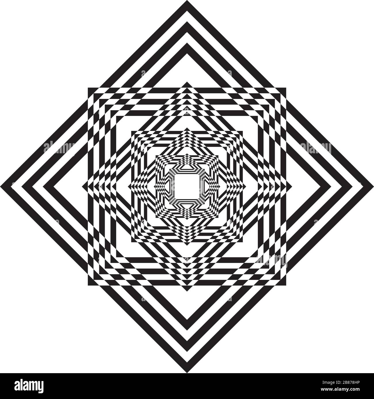 Résumé Arabesque illusion perspective espace négatif Design noir sur fond transparent Illustration de Vecteur