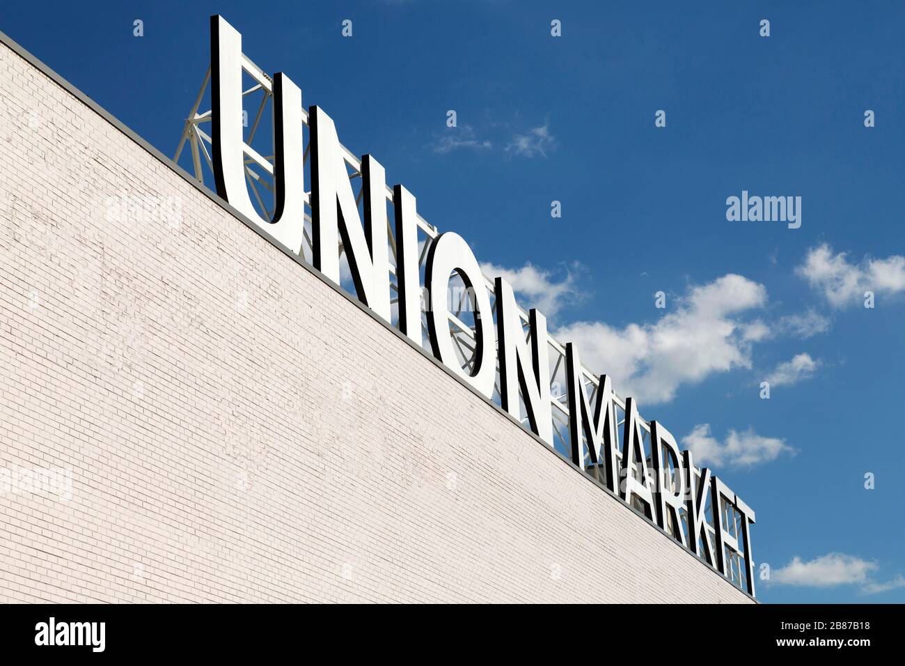 Union Market à Washington DC, États-Unis. Autrefois connu sous le nom de Union terminal Market, le bâtiment abrite une salle de restauration. Banque D'Images