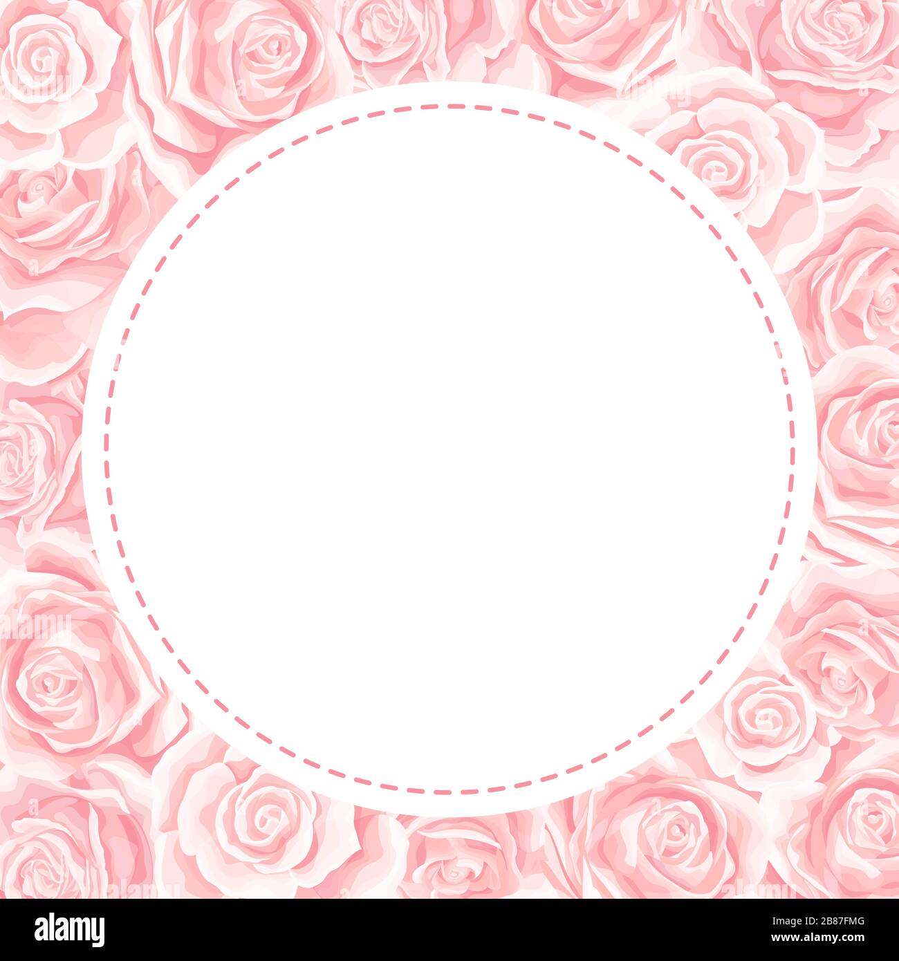 Bouquet floral élégant de roses roses comme cadre. Bordure vectorielle estivale Illustration de Vecteur