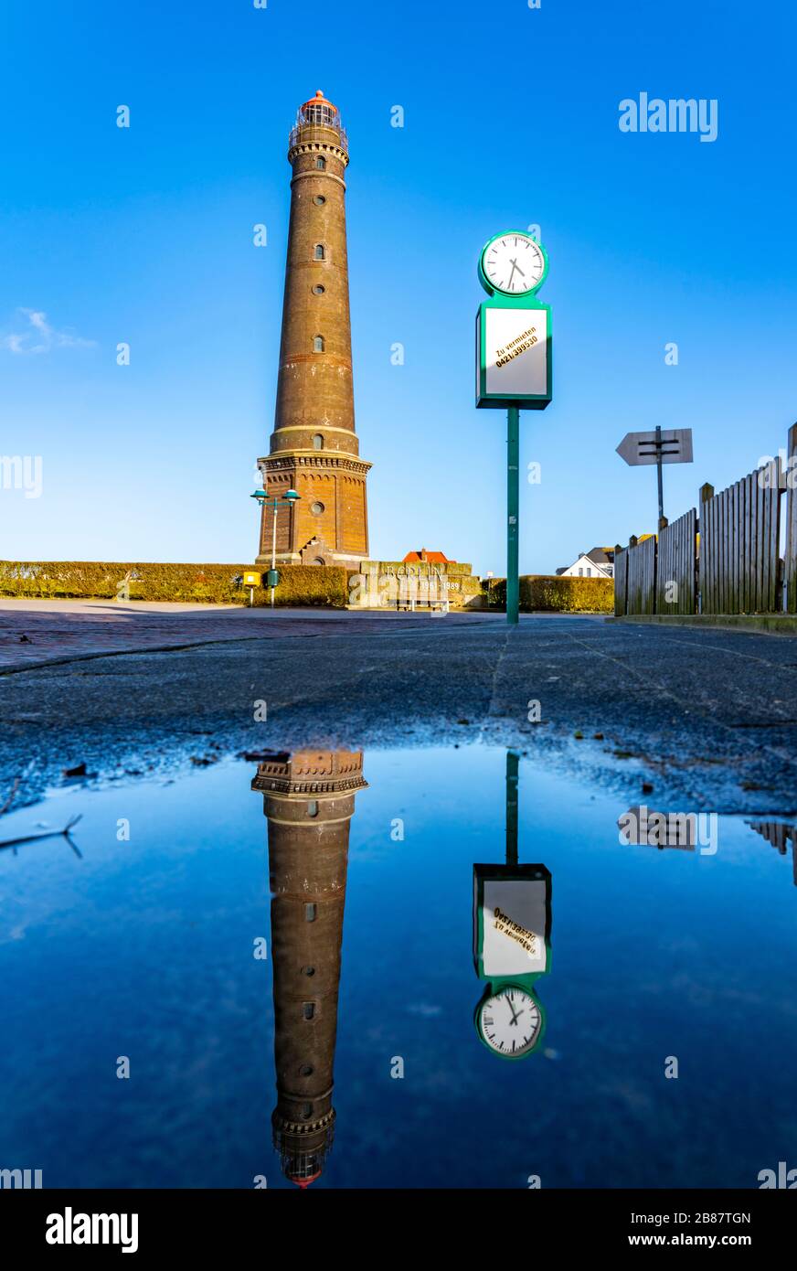 Le Nouveau phare, Borkum, île, Frise orientale, hiver, saison, automne, Basse-Saxe, Allemagne, Banque D'Images