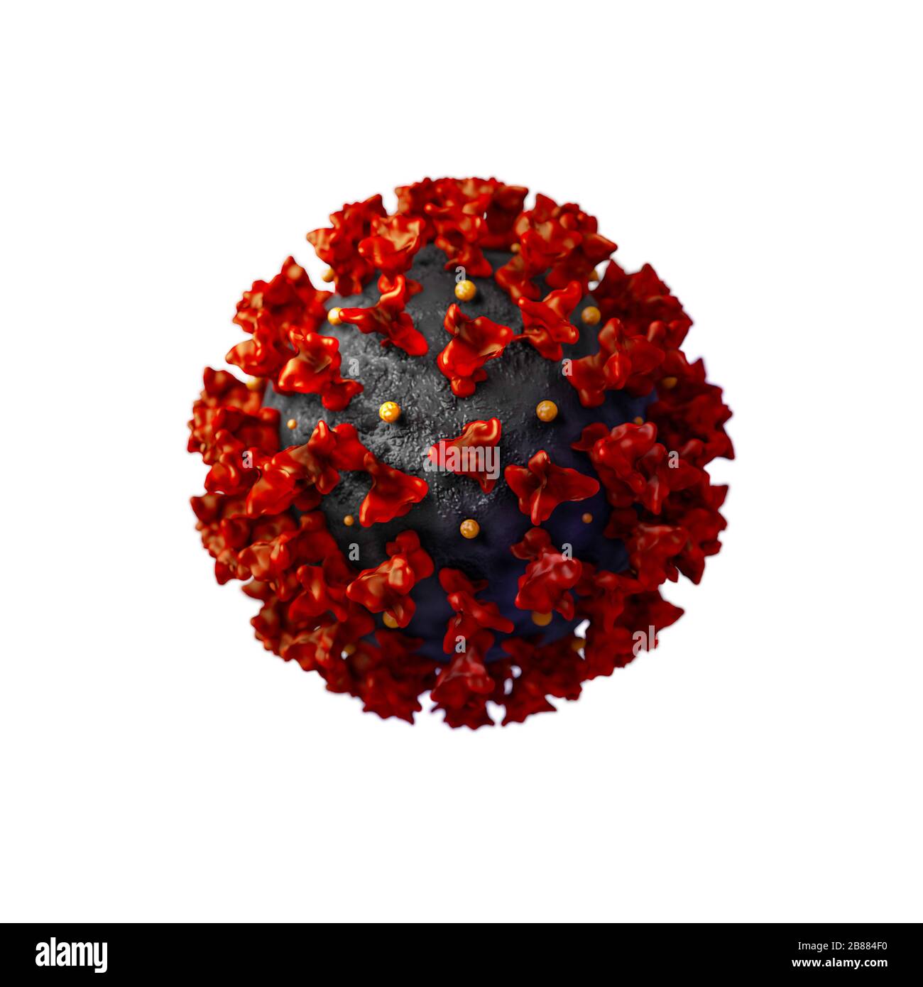 COVID-19 isolé sur fond blanc coronavirus chinois sous microscope. Illustration réaliste. Pandémie, maladie. La Chine flottante Banque D'Images