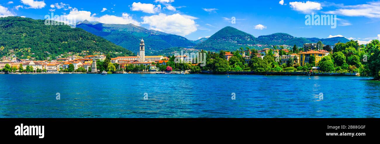 Village pittoresque de Pallanza, lac majeur, région de Lombardie, Italie. Banque D'Images
