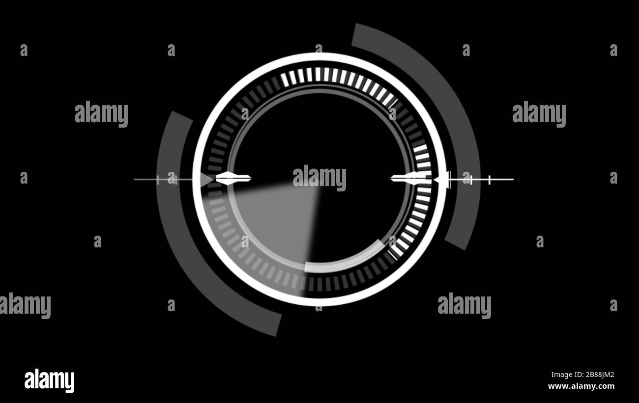 Interface utilisateur HUD Circle sur fond noir. Recherche de cible et analyse du thème de l'élément holographique. Interface utilisateur numérique et hologramme circulaire Sci-fi techno Banque D'Images