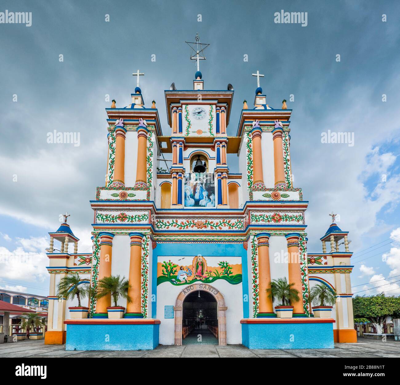 Templo de la Virgen da la Asuncion, église tabasqueno dans le village de Cupilco, près de Comalcalco, État de Tabasco, Mexique Banque D'Images