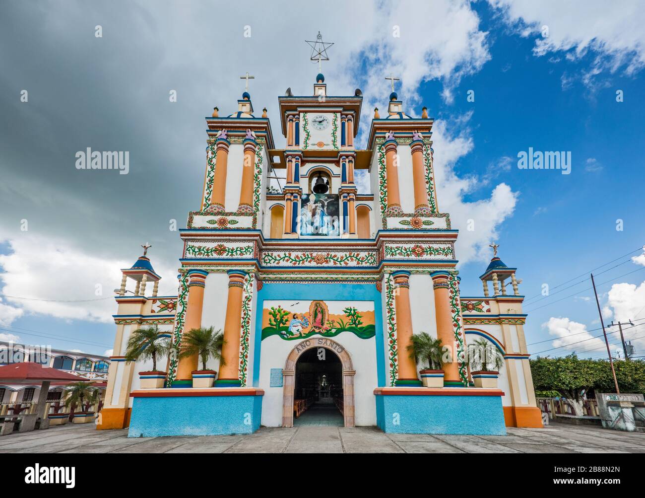 Templo de la Virgen da la Asuncion, église tabasqueno dans le village de Cupilco, près de Comalcalco, État de Tabasco, Mexique Banque D'Images