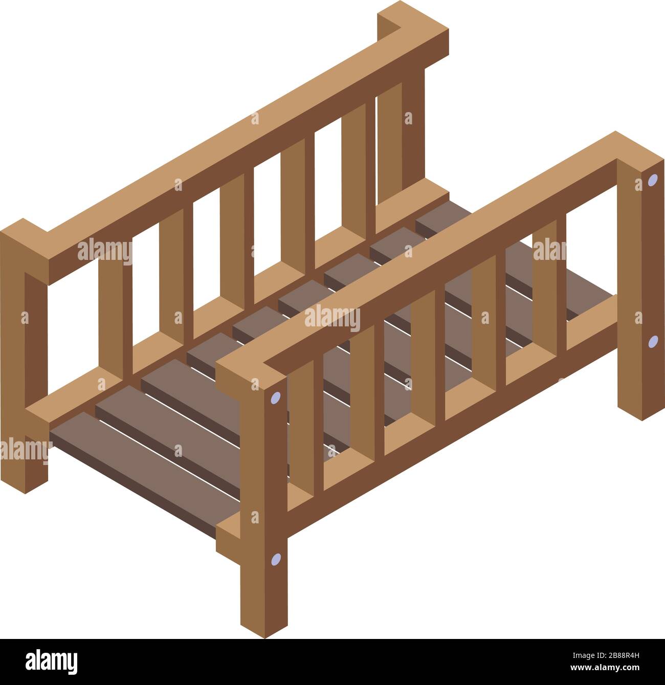 Icône de pont en bois de parc, style isométrique Illustration de Vecteur