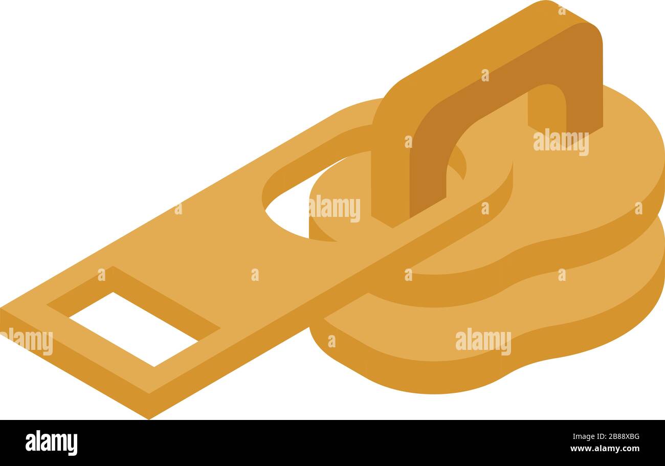 Icône extracteur à fermeture éclair dorée, style isométrique Illustration de Vecteur