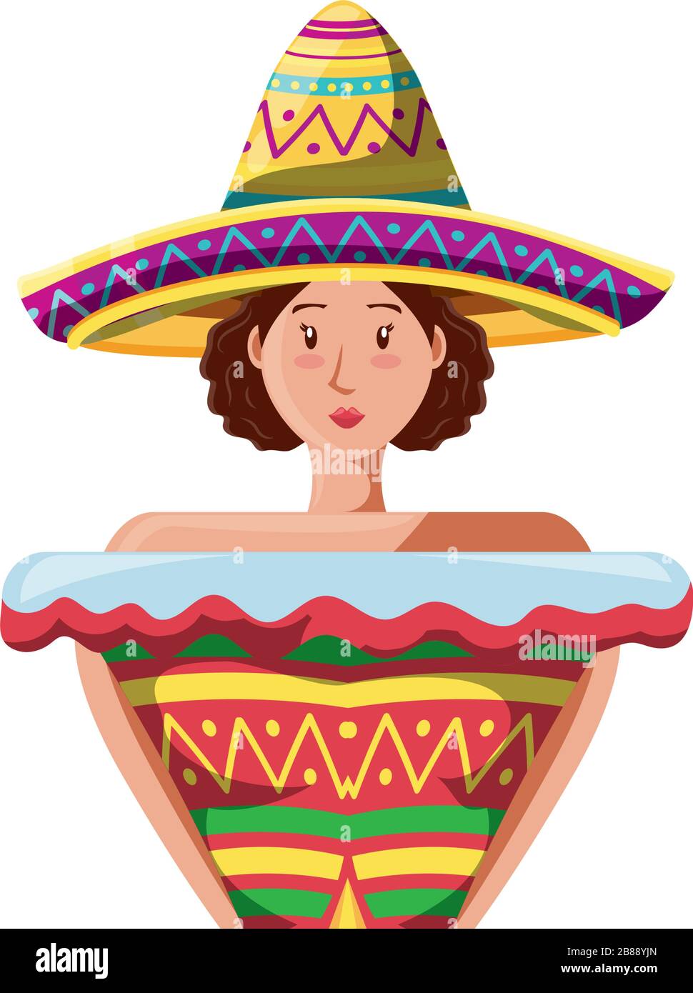 femme en costume mexicain typique sur fond blanc illustration vectorielle Illustration de Vecteur