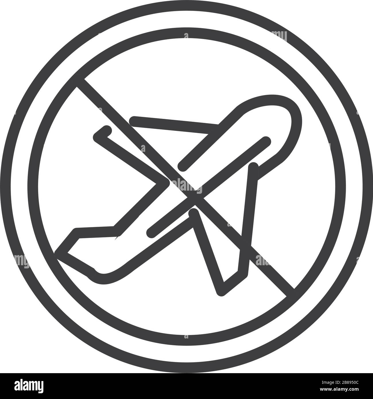 virus covid 19 pandémie interdit le voyage dans l'avion vecteur illustration de style de ligne icône Illustration de Vecteur