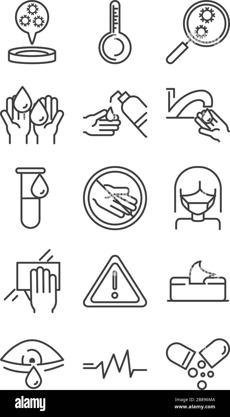 virus covid 19 pandémique pneumonie respiratoire icônes de maladie de définir vecteur illustration de style icône Illustration de Vecteur